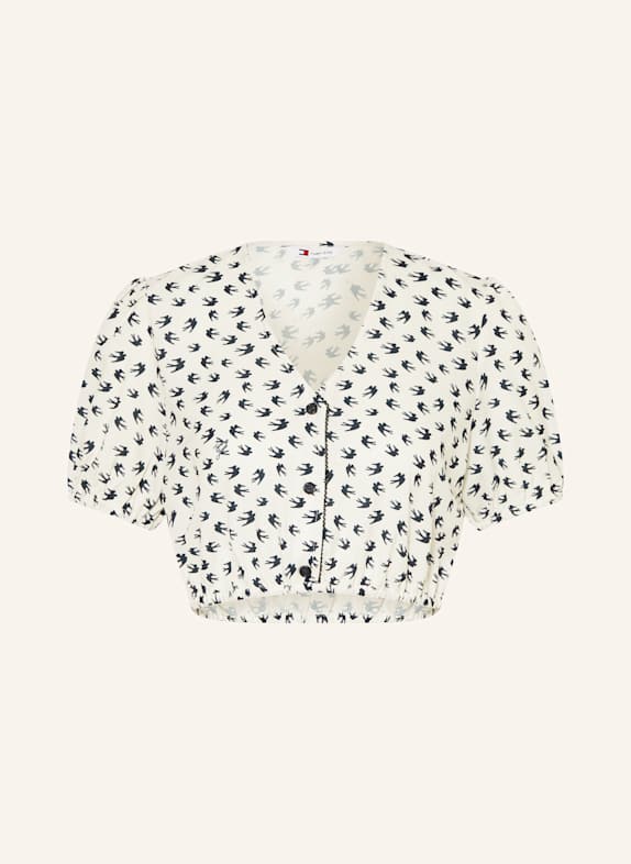 TOMMY JEANS Cropped-Bluse WEISS/ DUNKELBLAU