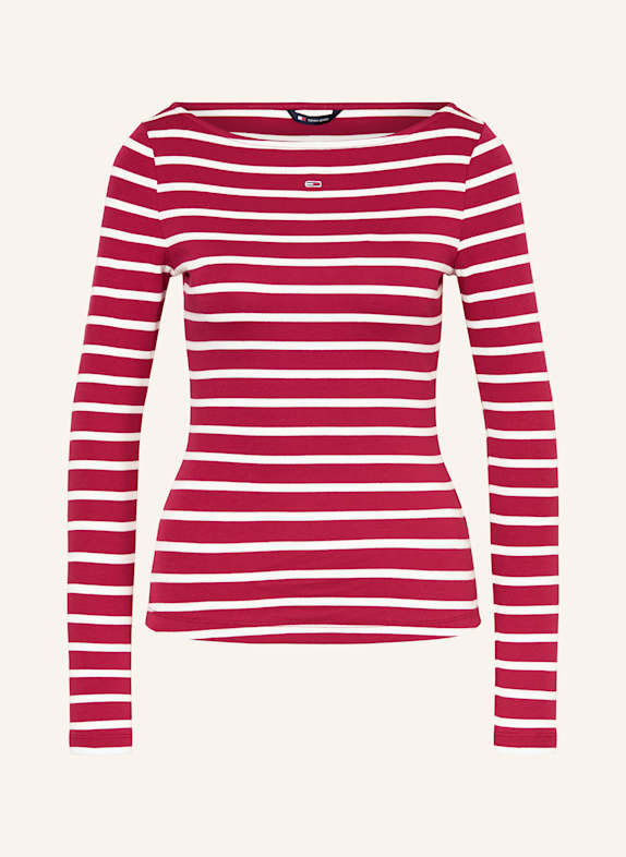 TOMMY JEANS Longsleeve DUNKELROT/ WEISS