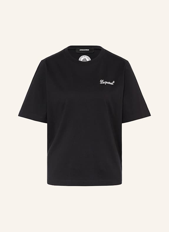 DSQUARED2 T-Shirt mit Schmucksteinen SCHWARZ