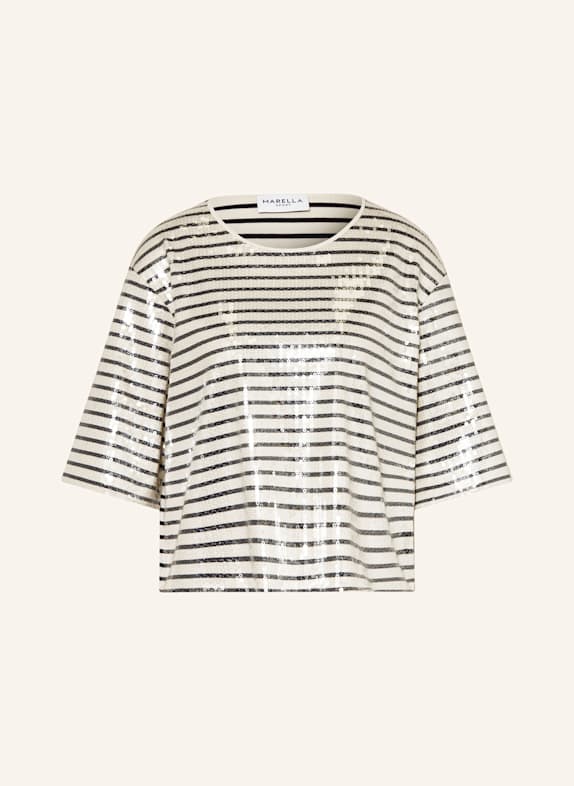MARELLA T-Shirt mit 3/4-Arm und Pailletten CREME/ DUNKELBLAU