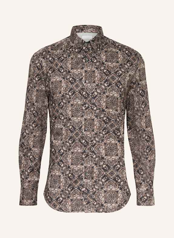 BRUNELLO CUCINELLI Hemd Slim Fit DUNKELBRAUN/ DUNKELBLAU/ BEIGE
