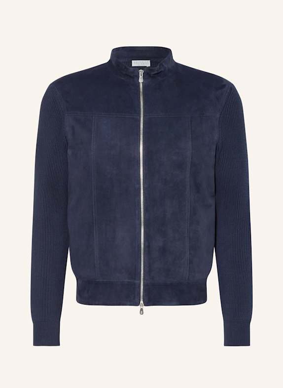 BRUNELLO CUCINELLI Jacke im Materialmix DUNKELBLAU