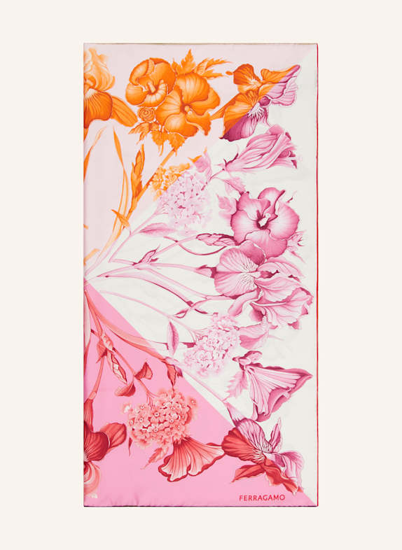 FERRAGAMO Seidentuch PINK/ ORANGE/ WEISS