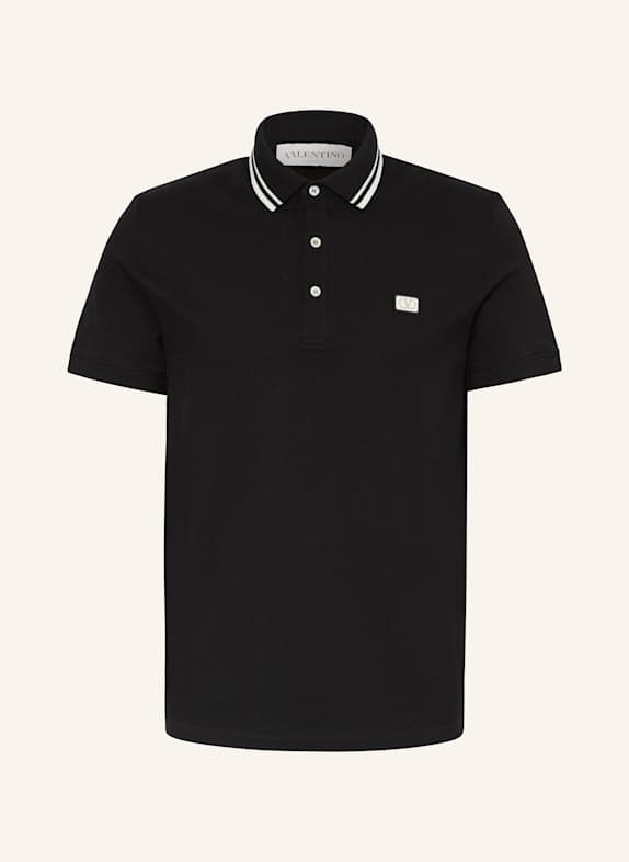 VALENTINO Piqué-Poloshirt SCHWARZ