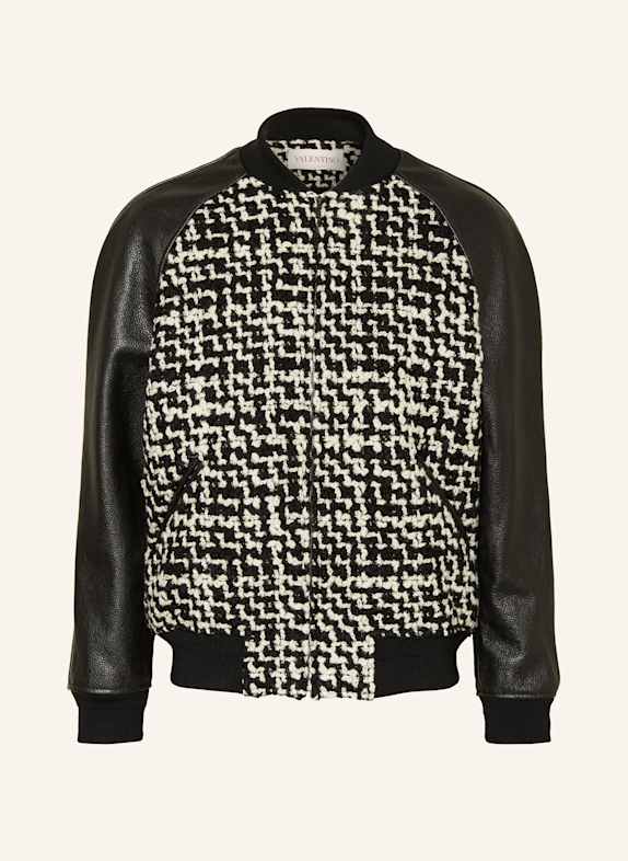 VALENTINO Tweed-Blouson im Materialmix SCHWARZ/ WEISS/ ROT