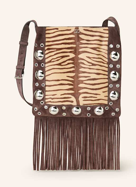 VALENTINO GARAVANI Umhängetasche NELLCOTE mit Nieten BEIGE/ BRAUN/ DUNKELBRAUN