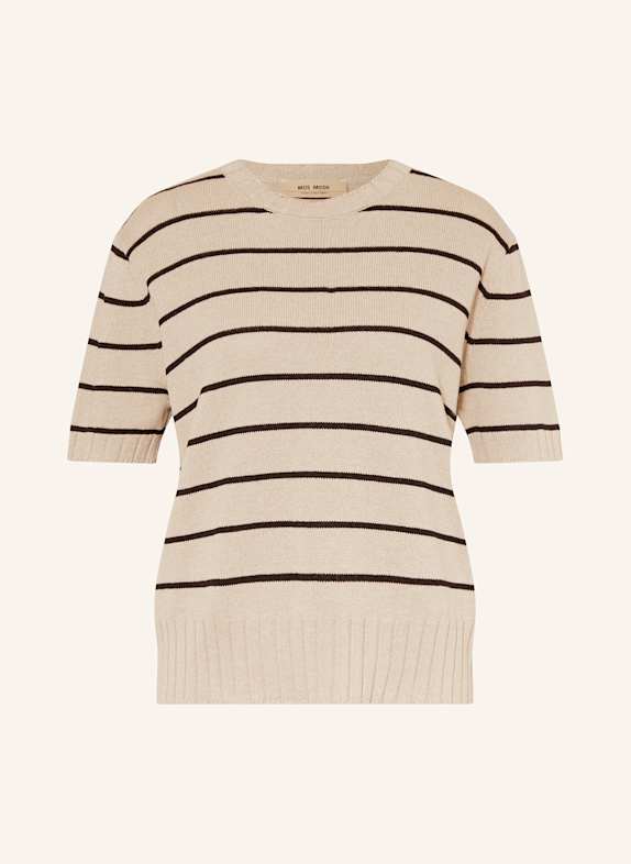 MOS MOSH Strickshirt MMFINLO PAPER TAUPE/ DUNKELBLAU