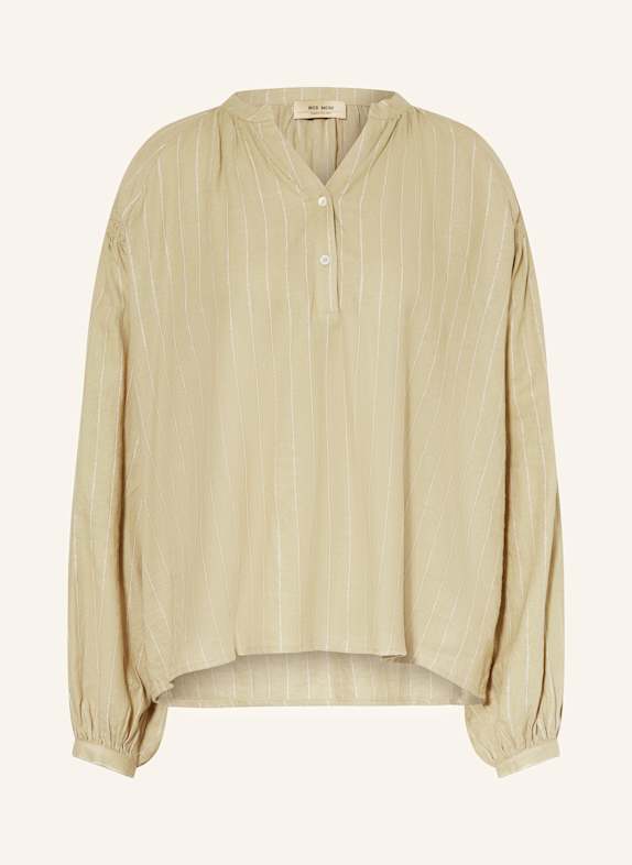 MOS MOSH Blusenshirt mit Leinen und Glitzergarn HELLGRÜN/ CREME/ GOLD