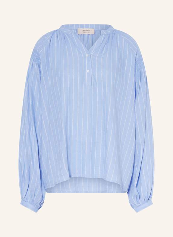 MOS MOSH Blusenshirt mit Leinen und Glitzergarn HELLBLAU/ WEISS/ SILBER