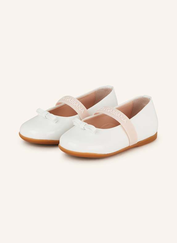 DOLCE & GABBANA Mary-Jane-Ballerinas WEISS/ HELLROSA