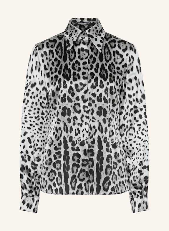 DOLCE & GABBANA Hemdbluse aus Seide GRAU/ HELLGRAU/ SCHWARZ