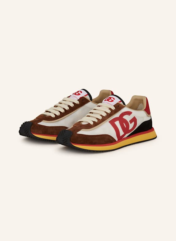 DOLCE & GABBANA Sneaker BASSA DRAGON WEISS/ BRAUN/ ROT