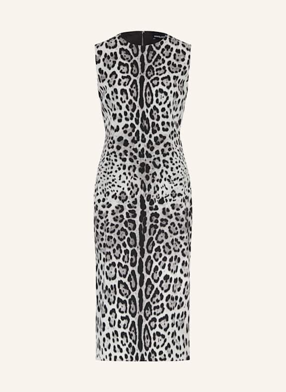 DOLCE & GABBANA Etuikleid aus Seide GRAU/ SCHWARZ/ HELLGRAU