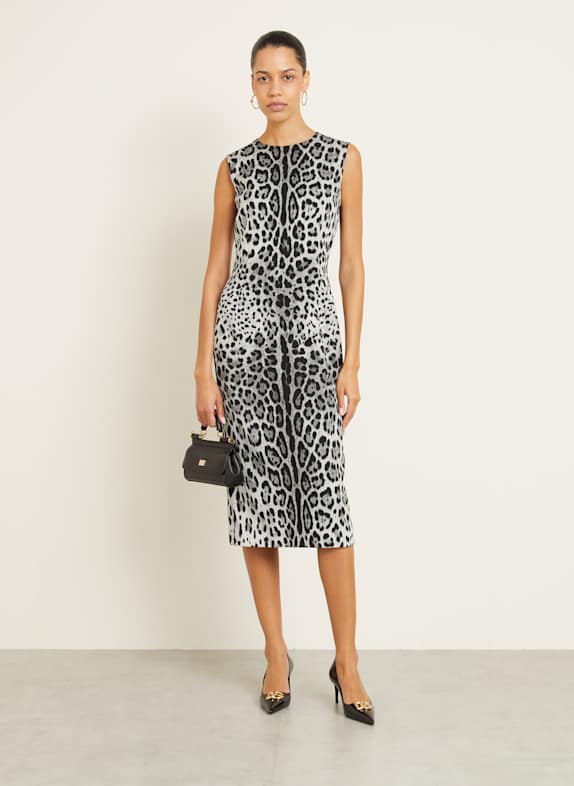 DOLCE & GABBANA Sukienka etui z jedwabiu SZARY / CZARNY / JASNOCZARY