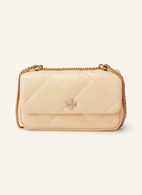 TORY BURCH Torba na ramię KIRA z ozdobnymi kamykami KREMOWY