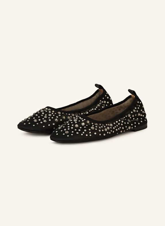 TORY BURCH Ballerinas CRYSTAL mit Schmucksteinen SCHWARZ