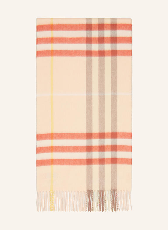 BURBERRY Cashmere-Schal HELLORANGE/ ROT/ SCHWARZ