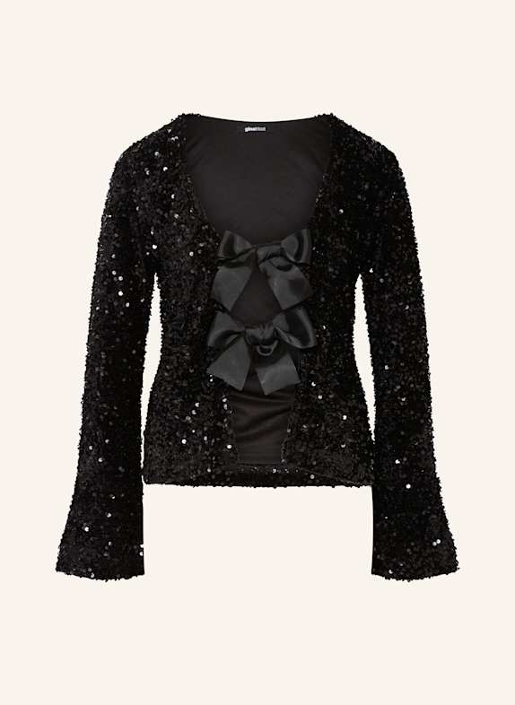 gina tricot Samtjacke mit Pailletten SCHWARZ