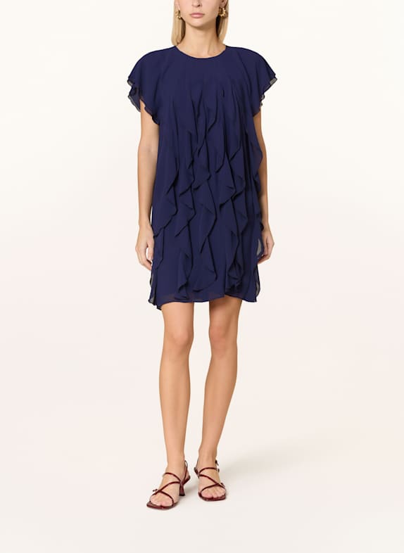 Phase Eight Robe CLAUDETTE à volants BLEU FONCÉ