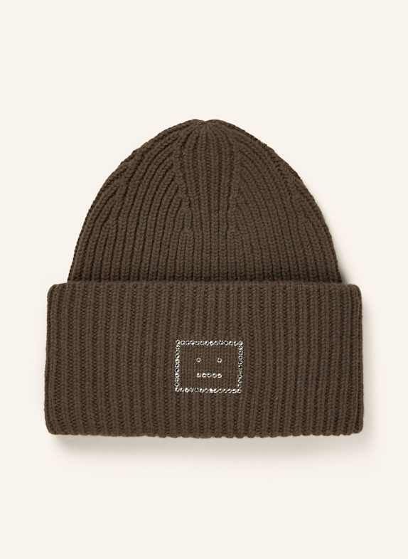Acne Studios Czapka z ozdobnymi kamykami KHAKI