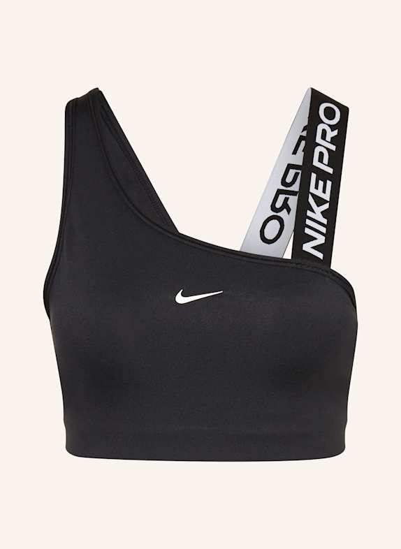 Nike Sport-BH PRO SWOOSH ASYMMETRICAL SCHWARZ/ WEISS