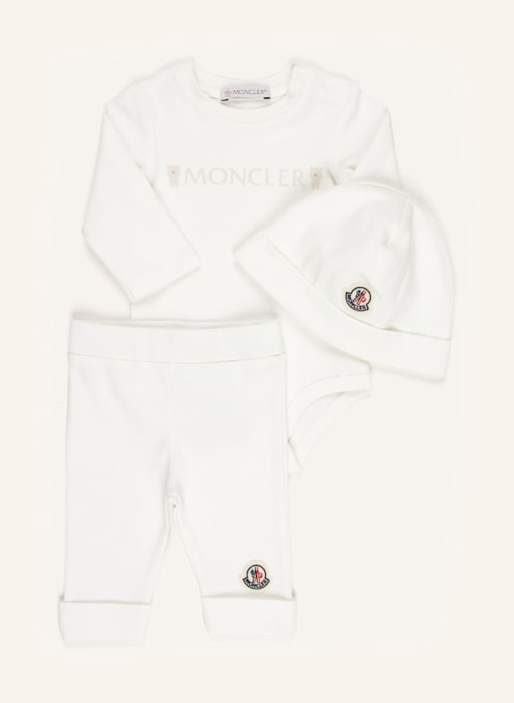 MONCLER enfant Set: Body, Hose und Mütze CREME