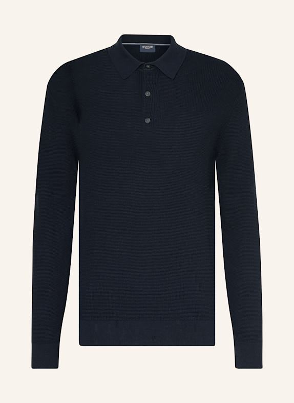OLYMP Strick-Poloshirt DUNKELBLAU