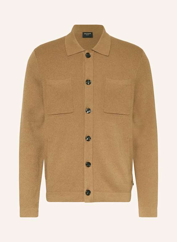 OLYMP Strickjacke Level Five body fit aus Schurwolle CAMEL