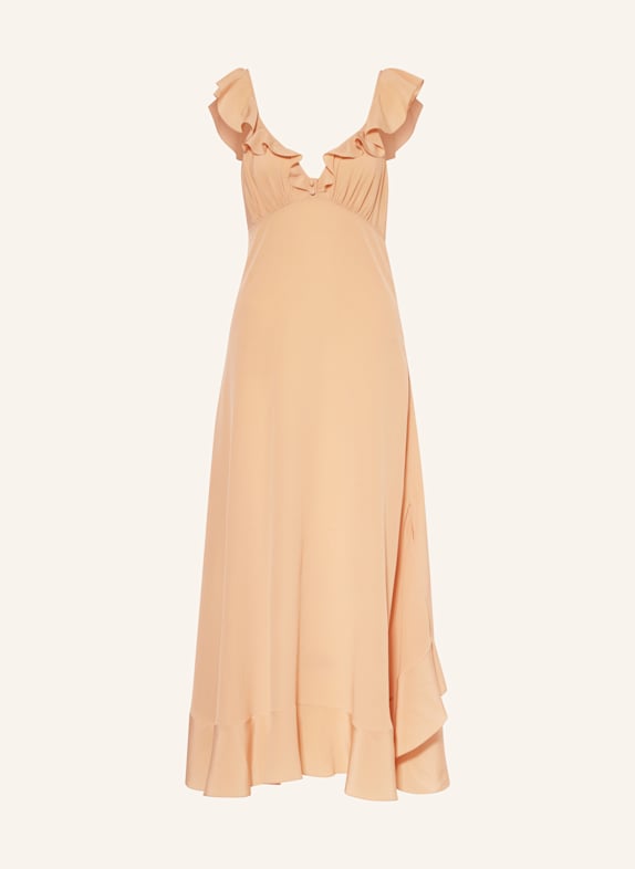 Chloé Seidenkleid mit Volants HELLBRAUN