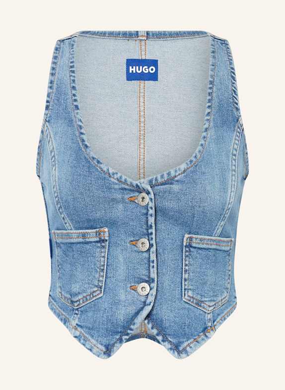 HUGO BLUE Džínová vesta GARDENIA MODRÁ