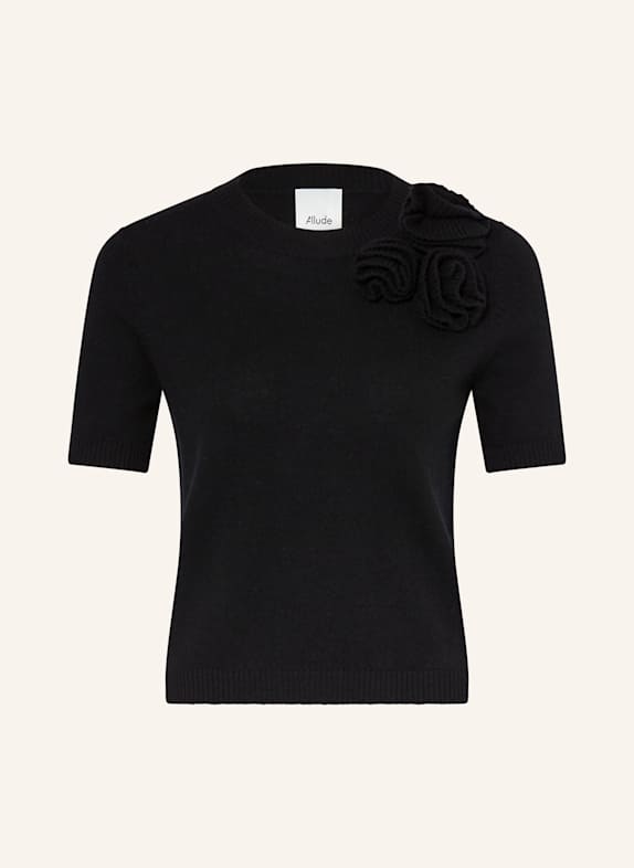 ALLUDE Strickshirt mit Cashmere SCHWARZ