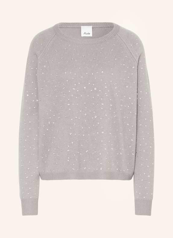 ALLUDE Pullover mit Cashmere und Schmucksteinen GRAU