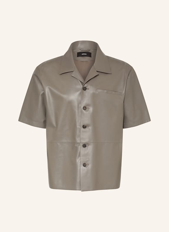 ARMA Resorthemd CAVE Comfort Fit aus Leder TAUPE