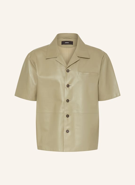 ARMA Resorthemd CAVE Comfort Fit aus Leder OLIV