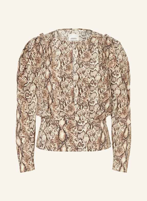 ISABEL MARANT Blusenshirt ZARGA aus Seide BEIGE/ DUNKELBRAUN/ BRAUN
