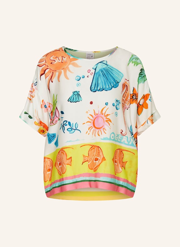 Emily VAN DEN BERGH Blusenshirt aus Satin WEISS/ GELB/ PINK