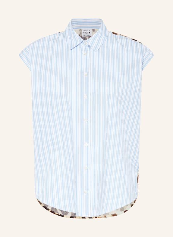Emily VAN DEN BERGH Blusentop im Materialmix HELLBLAU/ BEIGE/ DUNKELBRAUN