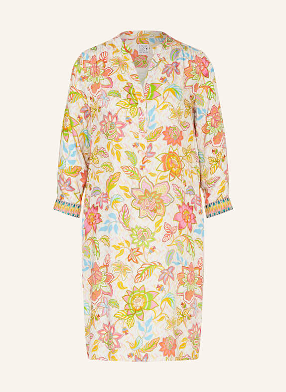 Emily VAN DEN BERGH Kleid mit 3/4-Arm WEISS/ ORANGE/ ROSA