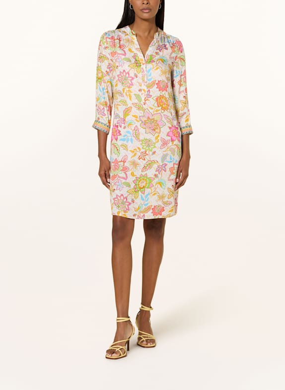 Emily VAN DEN BERGH Kleid mit 3/4-Arm WEISS/ ORANGE/ ROSA