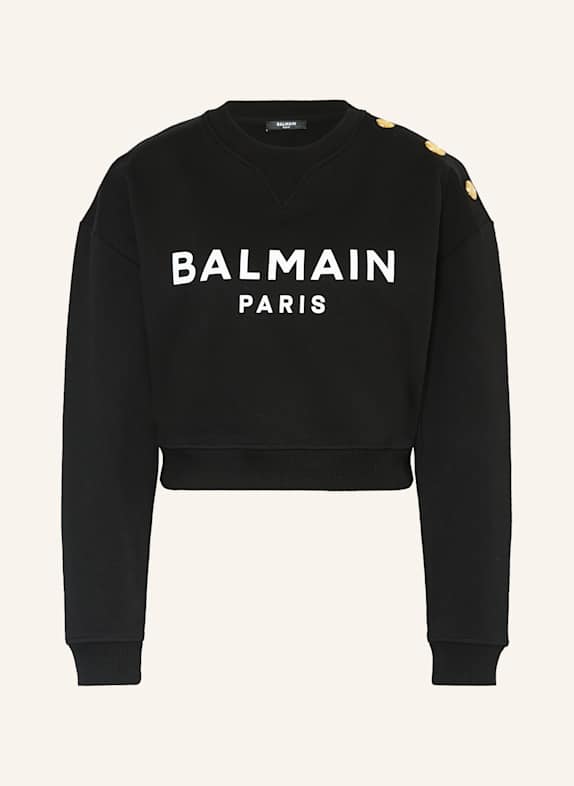 BALMAIN Cropped-Sweatshirt SCHWARZ