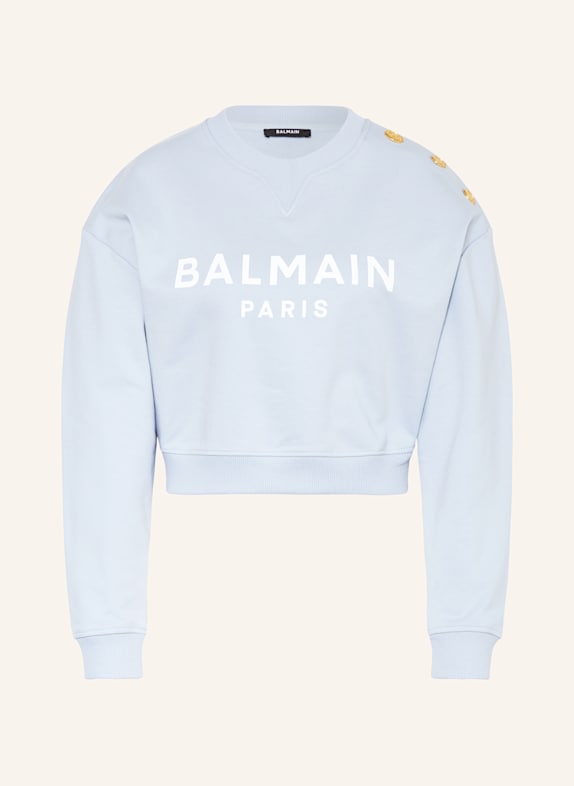 BALMAIN Cropped-Sweatshirt HELLBLAU