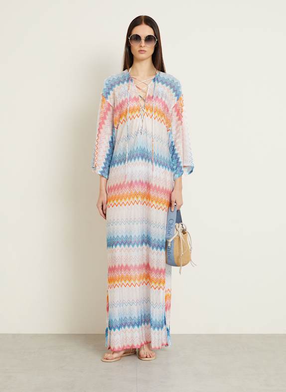 MISSONI Strandkleid mit Glitzergarn HELLBLAU / PINK / ORANGE