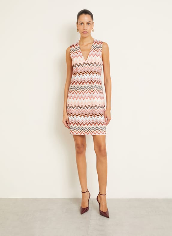 MISSONI Sheath dress CREAM/ BLACK/ SALMON