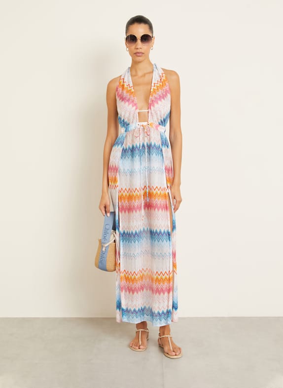 MISSONI Strandkleid HELLBLAU/ ORANGE/ PINK
