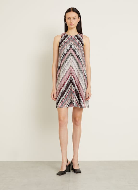 MISSONI Strickkleid mit Glitzergarn SCHWARZ / WEISS / ROT