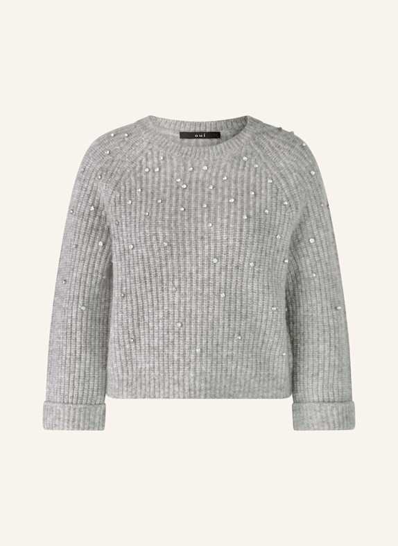 oui Pullover mit Schmucksteinen GRAU