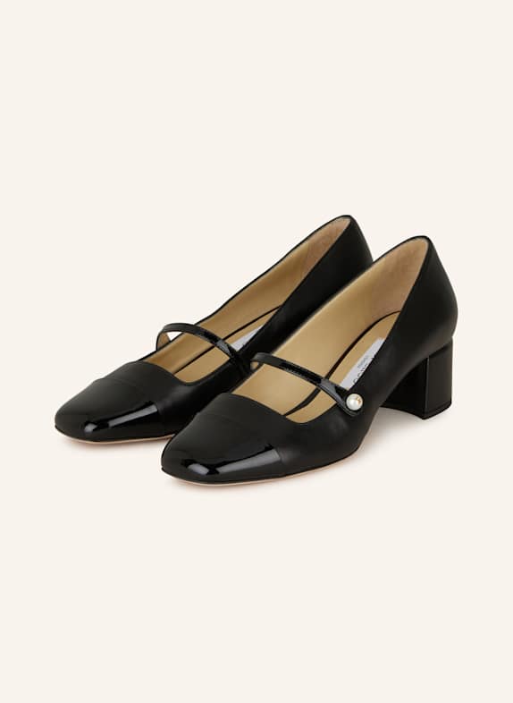 JIMMY CHOO Mary-Jane-Pumps ELISA 45 mit Schmuckperlen SCHWARZ