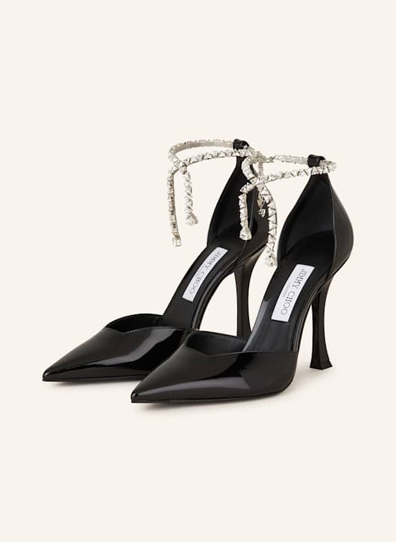 JIMMY CHOO Slingpumps STEVIE 100 mit Schmucksteinen SCHWARZ