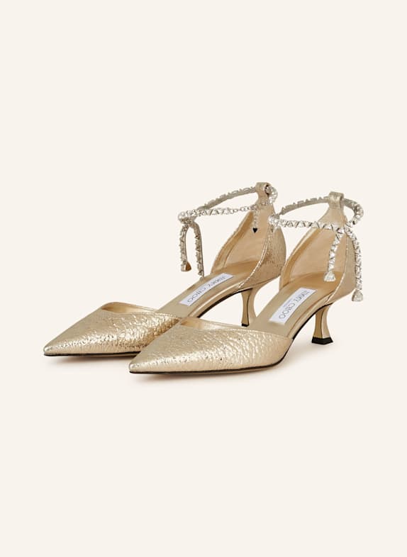 JIMMY CHOO Slingpumps STEVIE 50 mit Schmucksteinen GOLD