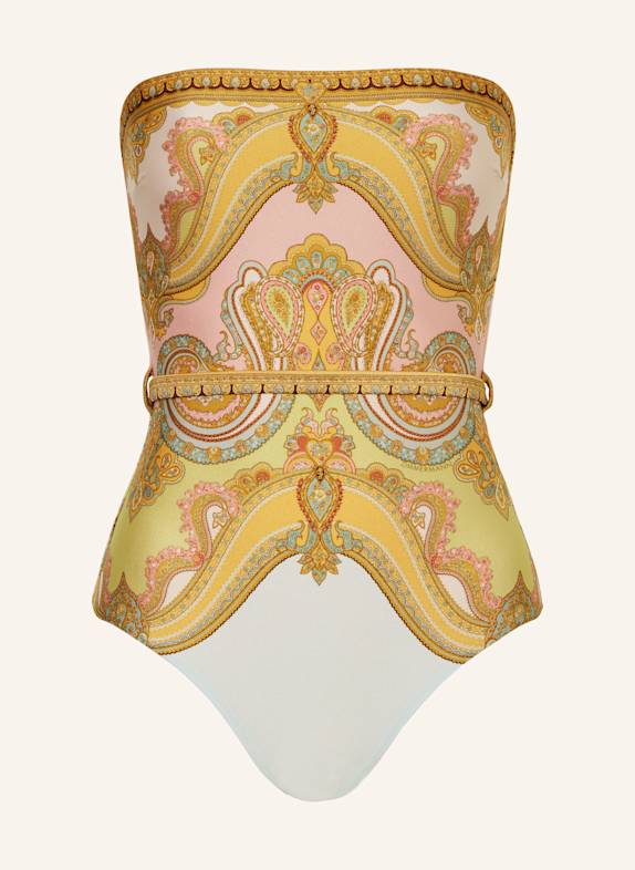 ZIMMERMANN Bandeau-Badeanzug MAXINE DUNKELGELB/ ORANGE/ MINT